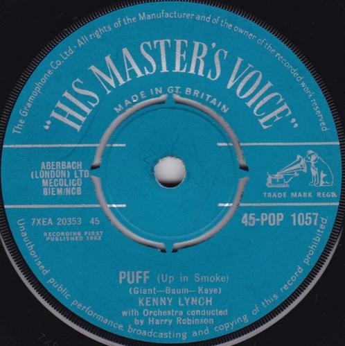 Kenny Lynch ‎– Puff (Up In Smoke) "popcorn '7 ", Cd's en Dvd's, Vinyl Singles, Zo goed als nieuw, Single, Pop, 7 inch, Ophalen of Verzenden