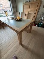Tafel eik met natuursteen, Huis en Inrichting, Ophalen, Gebruikt, 100 tot 150 cm, 50 tot 75 cm
