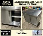 Armoire en inox avec 2 étages de rangement - Super état, Articles professionnels, Horeca | Équipement de cuisine, Enlèvement, Utilisé