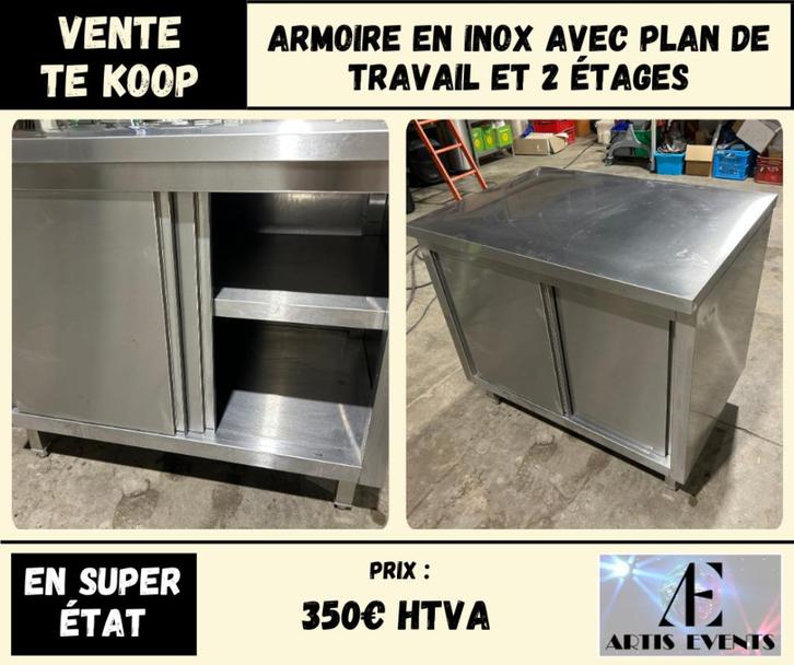 Armoire en inox avec 2 étages de rangement - Super état, Articles professionnels, Horeca | Équipement de cuisine, Mobilier en inox