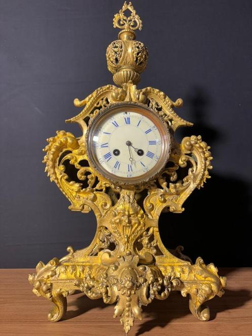 (50) Antieke Franse Bronzen Regency Stijl Pendule ca.1880, Antiek en Kunst, Antiek | Klokken, Ophalen of Verzenden