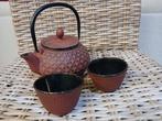 Théière en fonte rouge bordeaux avec 2 pots, Ophalen, Gebruikt
