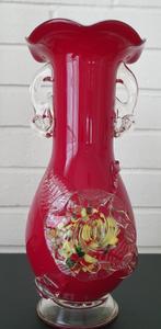 Murano glaswerk, Huis en Inrichting, Woonaccessoires | Vazen, Ophalen of Verzenden, Zo goed als nieuw, Rood