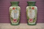 Paar antieke geëmailleerde opaline vazen, Antiek en Kunst, Ophalen