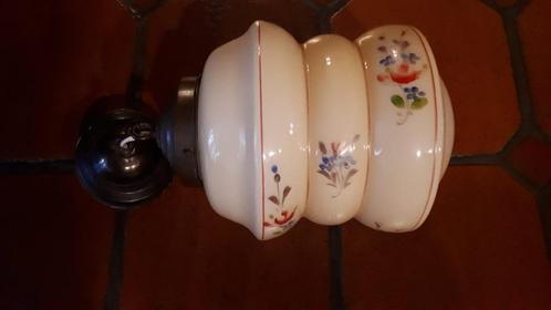 Vintage hanglamp luster Art Deco glas met bloemen, Antiek en Kunst, Antiek | Verlichting, Ophalen of Verzenden