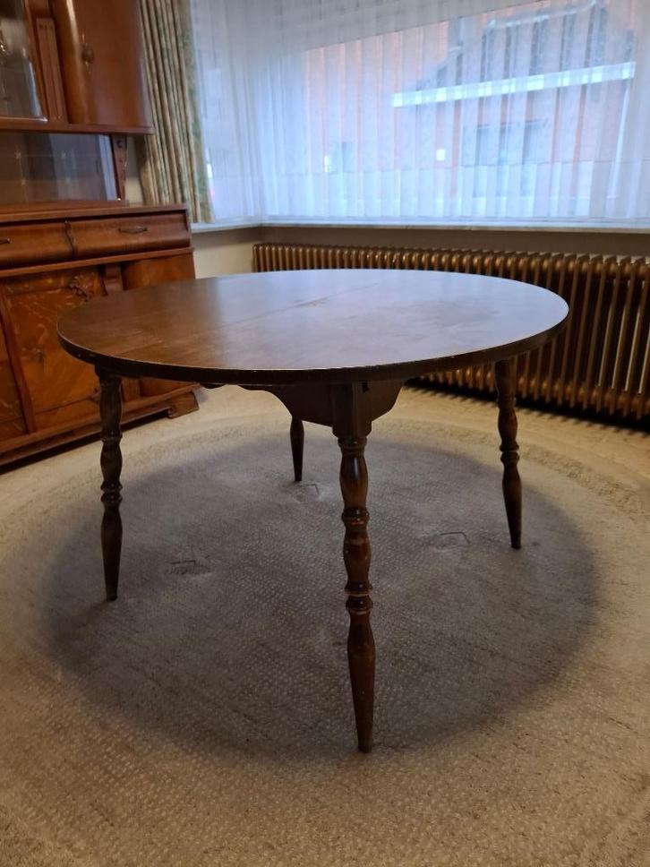 houten, ronde eettafel(keuken)  + 5  stoelen, Huis en Inrichting, Tafels | Eettafels, Gebruikt, 100 tot 150 cm, Vier personen