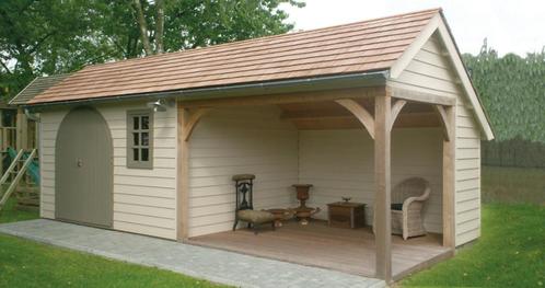 Landelijk tuinhuis LODGE in diverse standaard maten, Hobby en Vrije tijd, Overige Hobby en Vrije tijd, Nieuw, Verzenden