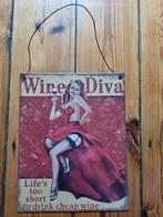 Retro metalen plaat Wine Diva, Maison & Meubles, Comme neuf, Enlèvement ou Envoi