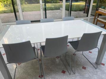 Eettafel - uitschuifbaar - met stoelen, Enlèvement, Utilisé, Métal