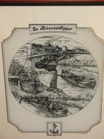 Glasgravure. De binnenschipper. Gerard Swaenepoel. H.48 cm., Antiek en Kunst, Ophalen of Verzenden