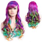 TOP SELLER : Multi color carnaval pruik lang haar met krulle, Verzenden, Nieuw