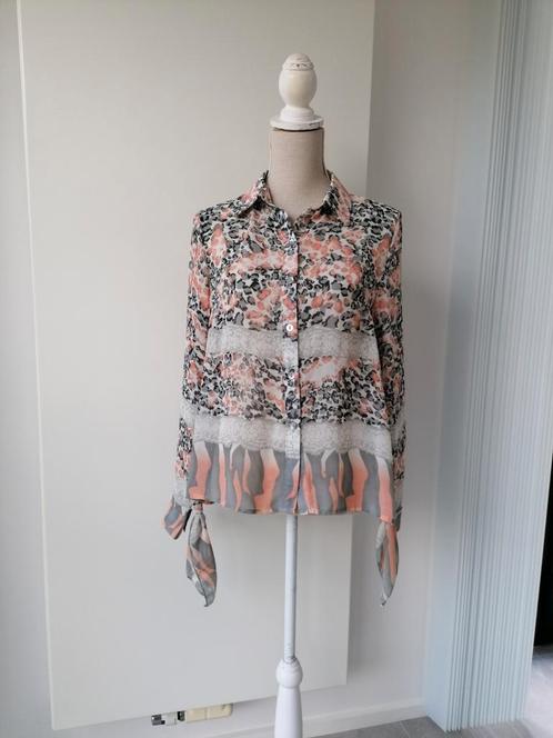 Blouse zalmkleur met grijs van Sovogue , open rug, mt 38, Kleding | Dames, Blouses en Tunieken, Zo goed als nieuw, Maat 38/40 (M)