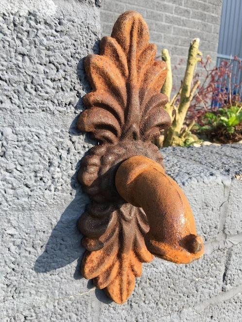 Waterspuwer voor muur fontein, rozet + Doppelblatt, Cast Iro, Tuin en Terras, Waterpartijen en Fonteinen, Waterornament, Gietijzer