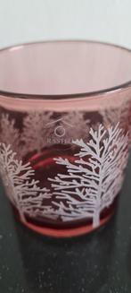 2 x gekleurd glas Rasteli (kaars, theelicht) met reliëf, Ophalen of Verzenden, Zo goed als nieuw, Kaars