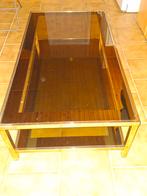 Salontafel met 2 glasplaten. Koper omlijst, Huis en Inrichting, Ophalen, 75 cm of meer