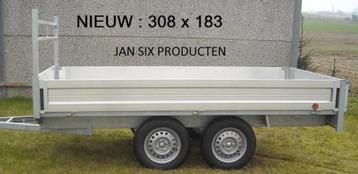 aanhangwagen ongeremd plateau afmetingen bak 3.08 x 1.58 m 1, Divers, Enlèvement, Neuf