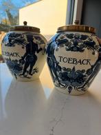2x Vintage Delft blauwe tabakspot “TOEBACK”, Antiek en Kunst, Ophalen