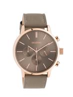 OOZO HORLOGE – LEREN BAND (TAUPE) – ROSEGOUD KAST - UNISEX, Handtassen en Accessoires, Horloges | Dames, Overige materialen, Leer