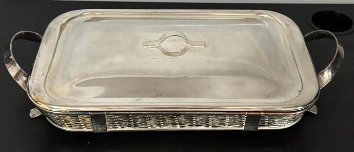 Plat en Argent Plaqué pour PYREX avec Couvercle, Antiquités & Art, Antiquités | Argent & Or, Argent, Enlèvement ou Envoi
