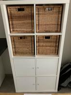 Witte kallaxkast ikea met rieten manden en deurtjes, Ophalen, Zo goed als nieuw