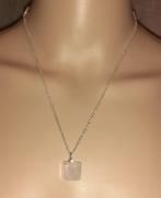 Ketting edelsteen hanger rozenkwarts kubus, Handtassen en Accessoires, Kettingen, Verzenden, Nieuw, Steen of Mineraal, Roze