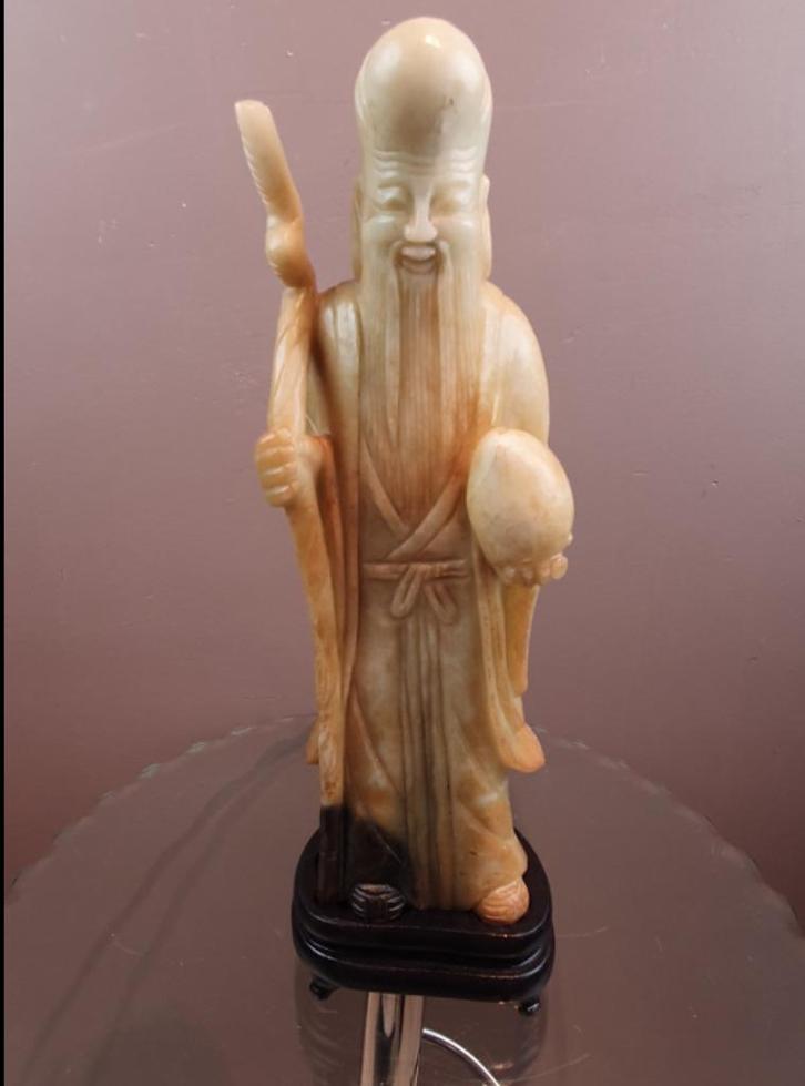 spekstenen figuur van Shou Lao,35cm hoog, Antiek en Kunst, Antiek | Porselein, Ophalen of Verzenden