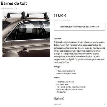 Barres de toit Audi A4 neuve ! Jamais utilisées !, Enlèvement, Neuf