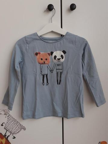 Lichtblauwe longsleeve Filou - beer + panda maat 4 (104) beschikbaar voor biedingen