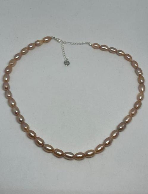 Stijlvol Roze Parelcolier, Handtassen en Accessoires, Kettingen, Nieuw, Zilver, Rood, Met edelsteen, Verstelbaar, Ophalen of Verzenden