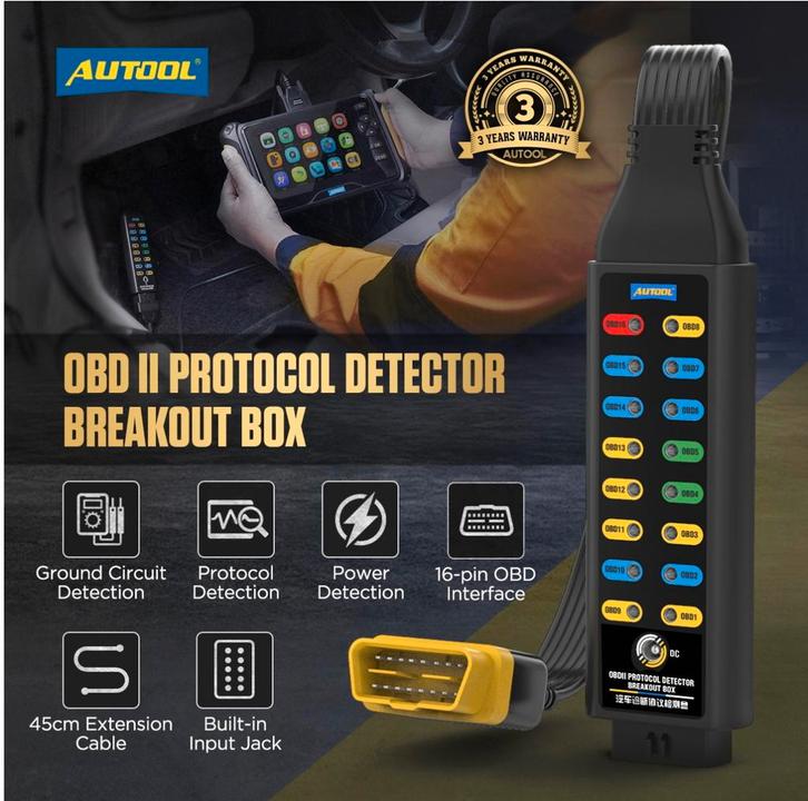 AUTOOL OBD2 Protocol Detector Breakout Box Diagnostic, Auto diversen, Autogereedschap, Ophalen of Verzenden