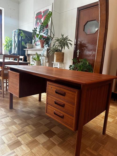 Desk Bureau Midcentury Modern Scandinavian Teak Design, Maison & Meubles, Bureaux, Comme neuf, Bureau, Enlèvement