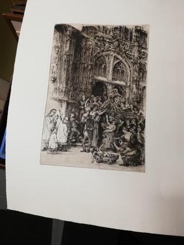 G. Langie: 'De Bruiloft': ongen. ets + bewijs van oorsprong beschikbaar voor biedingen