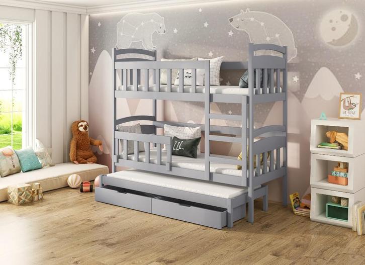 Nieuw Stapelbed GABI 160, 180, 200 Matrass grijs witte kleur, Kinderen en Baby's, Kinderkamer | Stapelbedden en Hoogslapers, Nieuw
