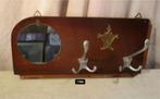 Mooie Retro Houten Wandkapstok met spiegeltje - 40x19, Ophalen of Verzenden, Zo goed als nieuw, Hout, Wandkapstok