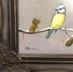 Peinture d'une souris et d'une mésange bleue - Henk Poeder, Antiquités & Art, Enlèvement ou Envoi