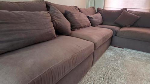 Comfortabele hoekzetel in donkerbruine stof - 310 cm, Huis en Inrichting, Zetels | Complete zithoeken, Gebruikt, Stof, Ophalen