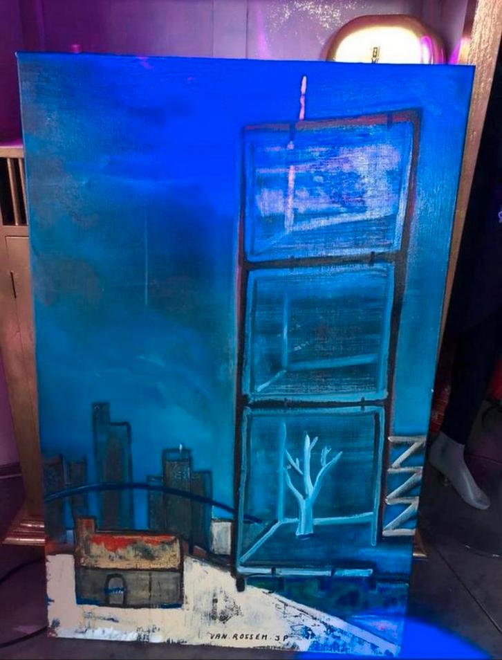 Jean Pierre Van Rossem Grote maat 115/75 naar Niklas Luhmann, Antiek en Kunst, Kunst | Schilderijen | Modern, Ophalen