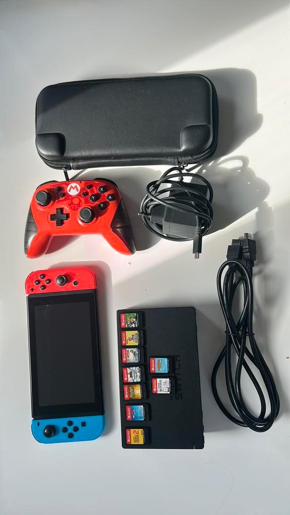 Nintendo Switch + games + addons (zie beschrijving), Games en Spelcomputers, Spelcomputers | Nintendo Switch, Gebruikt, Switch Original