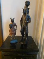 Bronzen vosje & wolf kaarsenhouders, Antiek en Kunst, Antiek | Klokken, Ophalen