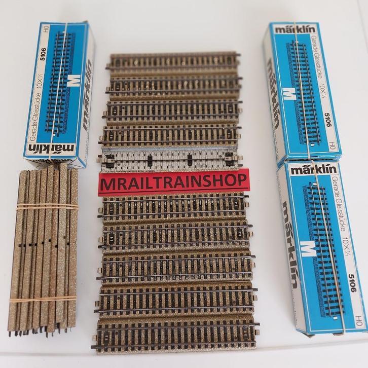 5106 MÄRKLIN HO - 50 x RECHTE RAILS/VOIES DROITS Q1 OVP, Hobby en Vrije tijd, Modeltreinen | H0, Zo goed als nieuw, Rails, Wisselstroom