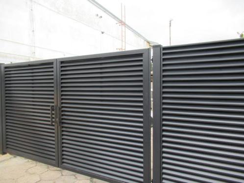 VOORRAAD ACTIE! Moderne poort 400x180cm compleet in zwart!, Tuin en Terras, Tuinpoorten, Nieuw, Draaipoort, Staal, 150 tot 200 cm