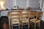Eiken tafel en 6 stoelen, 180 cm x 86 cm, Huis en Inrichting, Ophalen, Eikenhout, Zo goed als nieuw, Vijf personen of meer