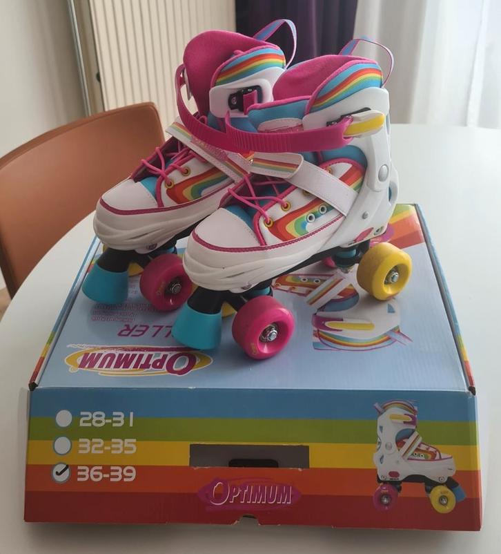 Optimum rolschaatsen maat 36-39 in leuke kleurtjes, Kinderen en Baby's, Speelgoed | Buiten | Rolschaatsen, Zo goed als nieuw, Ophalen of Verzenden