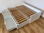 Bedbank met 2 lades - wit - 80/160x200 cm, Ophalen, Gebruikt, Wit, Tweepersoons