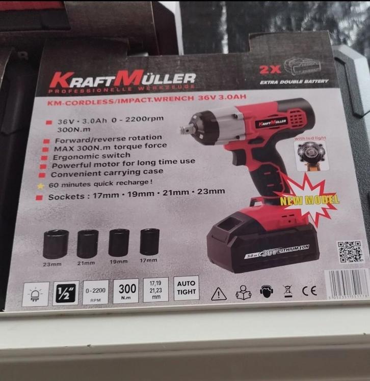 Boulonneuse sans fil KRAFTMULLER, Bricolage & Construction, Outillage | Foreuses, Neuf, Vitesse variable, Enlèvement