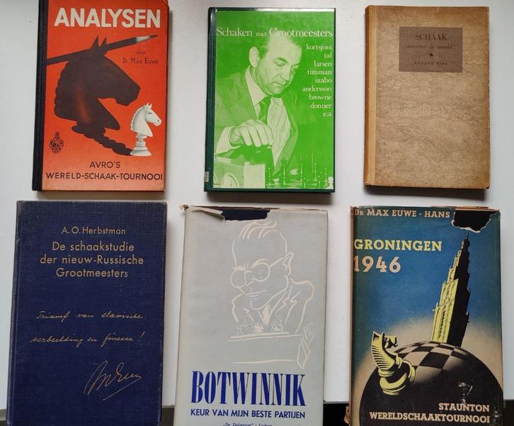 6 oude schaakboeken, Livres, Loisirs & Temps libre, Utilisé, Autres sujets/thèmes, Convient aux enfants, Enlèvement ou Envoi