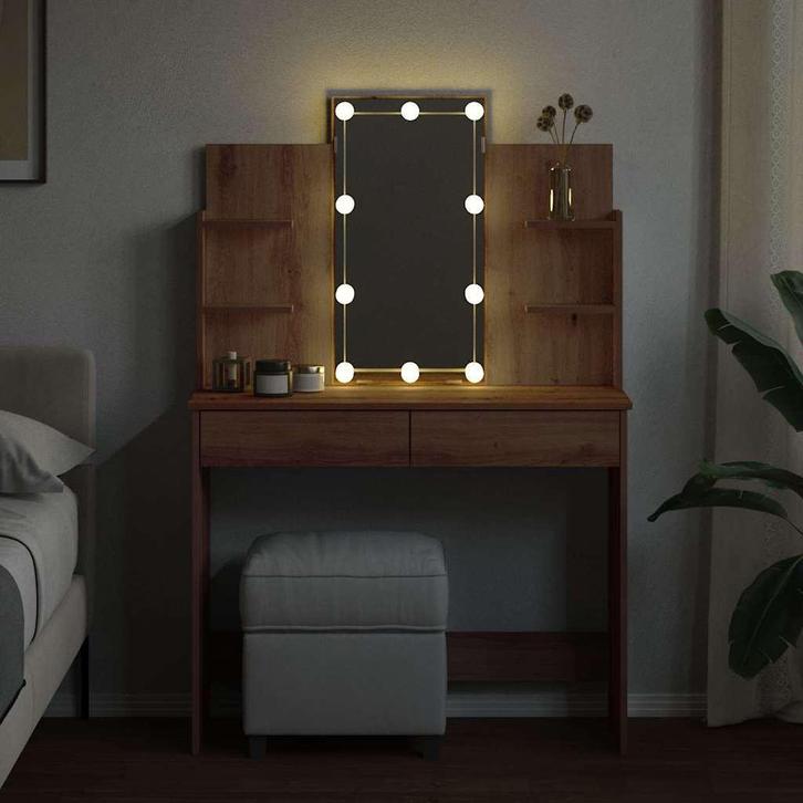 Kaptafel met LEDverlichting96x40x142cm artisanaal eikenkleur, Huis en Inrichting, Zitzakken, Nieuw, Verzenden