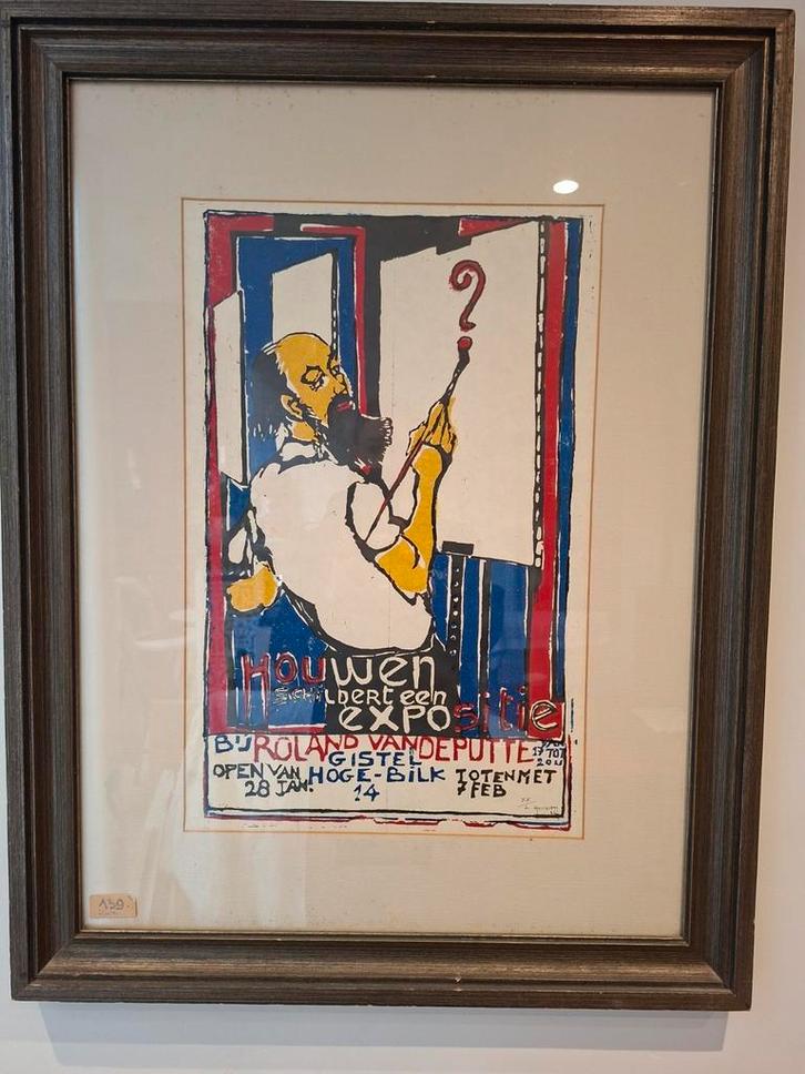 Joris Houwen tentoonstellingsaffiche 1982, Antiek en Kunst, Kunst | Litho's en Zeefdrukken, Ophalen