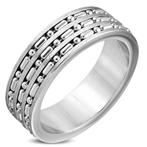 Military chain mannenring in roestvrij staal, Handtassen en Accessoires, Ringen, 20 of groter, IJzer of Staal, Heer, Nieuw
