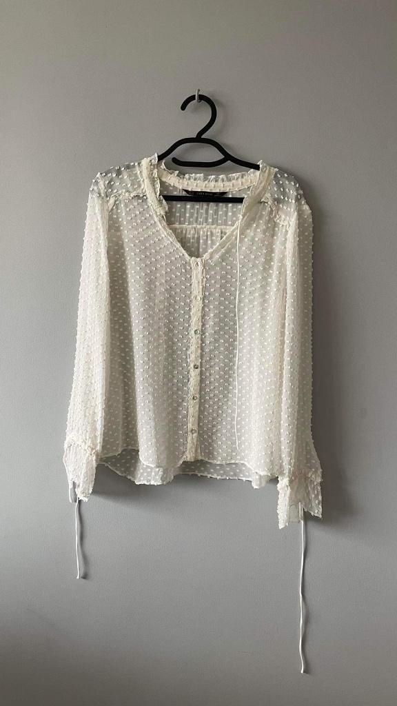 ZARA S crèmewit transparant fluïdum SHIRT, Nieuw, Ophalen of Verzenden, Maat 36 (S), Wit